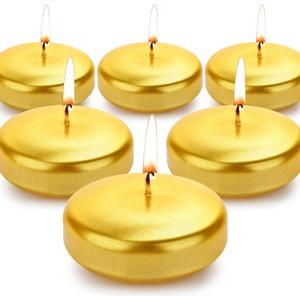3 inch Floating Candles, 12/24/36/ Pack White/Gold/Red Floating Candle, Long Burning and Smokeless Candle for Wedding, Birthday, Pool, Holiday & Home Decoration Unscented (12PACK, Gold)