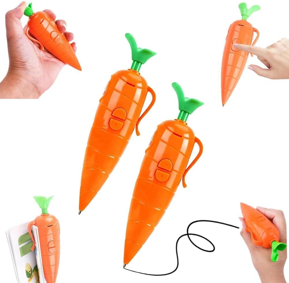 2PCS Carrot Recorder Pen, Multi-Function Voice Recording Pen with Ballpoint Writing Tool, Cute 60-Second Voice Recorder for Kids, Carrot Pens Recorders 20s Playback Feature for Children Learning