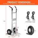 Aluminum Hand Truck 600 LBS Capacity, Handle Heavy Duty Industrial Dolly with 10" Pneumatic Tire and 2 Elastic Cords, Platform Cart for Transport and Moving in Home, Office, Warehouse, Supermarket
