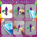 Lyrow 100 Pcs Mardi Gras Iron on Patches Mardi Gras Fleur De Lis Embroidered Sew Applique Iron on Patches DIY Crafts for Clothing Jacket Jeans Pants Dress Backpack Hat Decorations