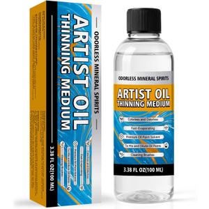 Odorless Mineral Spirits 100ml, Premium Odorless Paint Thinner for Oil Painting, Odor-Free Solvent for Artists, Thinning Oil Colors and Cleaning Brushes, Professionals Oil Painting Supplies