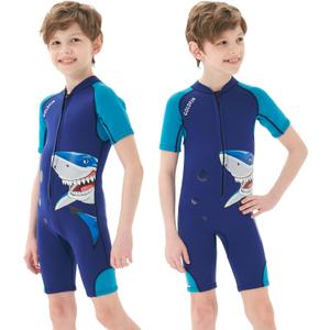 Goldfin Kids Wetsuit for Girls Boys, 2mm 3mm Toddler Shorty Neoprene Front Zip Wet Suits Keep Warm for Water Sports Surfing Snorkeling Swimming 6