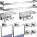 10-Pieces Bathroom Accessories Set Brushed Nickel Bathroom Hardware Set 24 Inch SUS304 Bath Towel Bar Set Towel Rack Set for Bathroom Wall Mounted (10, Brushed Nickel, 24 Inch)