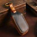 Retro Style Leather Key Fob Cover, Compatible with BMW 2023/2024/2025~up New 5 7 Series X1 X2 X3 X5 X6 X7 XM 740i 760i IX IX3 I5 I7, No Screw Design Smart Key Holder Protector(Black)