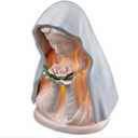 VILLAGE GIFT IMPORTERS Blue Madonna with Rose Night Light | Small Catholic Table Lamp | Blessed Mother in Blue Veil Holding a Pink Rose | Emits Soothing Warm Light | Catholic Home Decoration