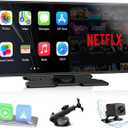 LAMTTO Upgraded 11'' Wireless Carplay Screen with Net-Flix YouTube Apps and Backup Camera Built-in Entertainment Video Box Navigation Voice Assistant for iOS 10+ Android 11+