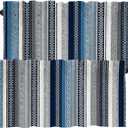 Batmerry Boho Ethnic Tribal Art Kitchen Valances Half Window Curtain, Navy Blue Geometric Ikat Tribal Print Pattern Kitchen Valances for Windows Valance for Decor Reducing The Light 52x18 Inch