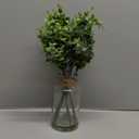 Der Rose 14.5" Fake Plants for Bathroom Decor Artificial Eucalyptus Stems in Clear Glass Vase with Faux Water for Office Desk Accessories Home Wedding Decor