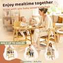 3-in-1 Wooden High Chair for Baby & Toddler with Adjustable Tray, Natural | Ergonomic Design, Built-in Foot Steps, Easy to Clean, for Home & Restaurant Use, Natural Wood Finish, Grows with Child