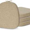 ELFJOY 4 Pack Chair Cushions for Metal Chair Memory Foam Non Slip Chair Pads with Ties Comfortable Indoor Seat Cushions for Kitchen Chairs 14"x14"x2" Beige