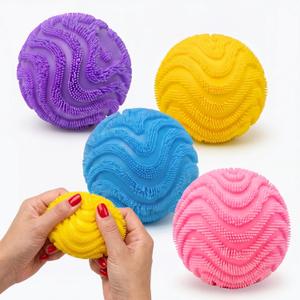 Fuzz Ball Squishy 4 PCS - 2026 Upgraded Slow Rising Squishies Fidget FuzzyBalls Pink Purple Yellow Blue FuzzBall Colorful for Teenage & Adults Stuff Gifts