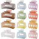 SMKSL 12 Pcs Hair Clips for Women 3 Styles Small Medium Large Claw Clips for Thin Thick Curly Hair, Strong Hold Hair Claw Clips, Stylish Plastic Hair Accessories Ideal Gifts for Women (Ice Cream)