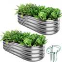 ZFHgarden Galvanized Metal Planter Raised Garden Bed Kit for Gardening Outdoor Garden Box Raised Flower Bed 2PC Metal 4X2X1FT
