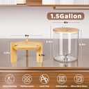 Beverage Dispenser 1.5 Gallon, Glass Drink Dispenser with Stand, Drink Dispensers for Parties, Beverage Dispenser with Wood Stand, Stainless Steel Spigot, for Parties, Bars, Restaurants (1.5 Glallons)