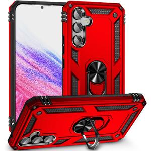 Dionsibei Military Grade Drop Impact for Samsung Galaxy A54 5G Case 360 Metal Rotating Ring Kickstand Holder Armor Heavy Duty Shockproof Case for Galaxy A54 5G Phone Case (Red)