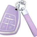 Key Fob Cover with Keychain for 2022 2023 2024 Silverado 1500 for GMC Sierra 1500 2500HD 3500HD Silicone Envision (5-Purple)