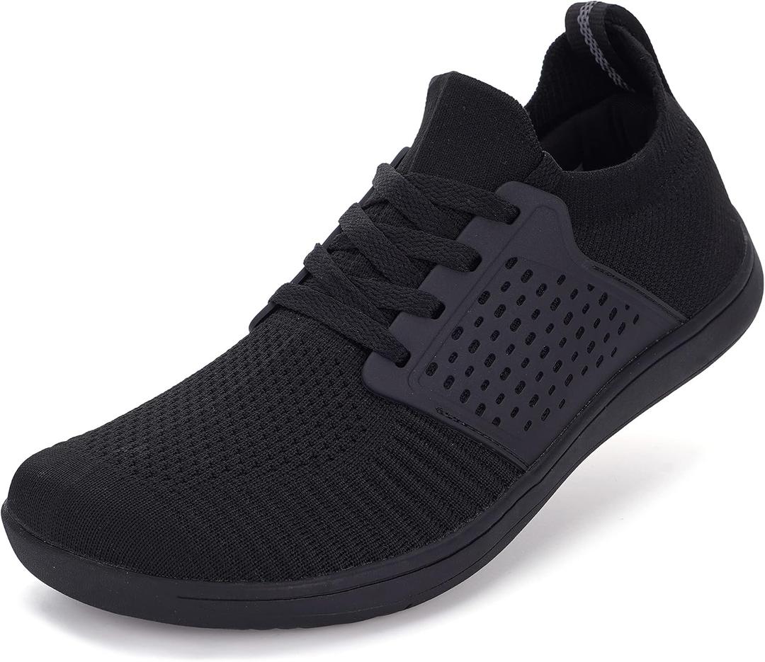 WHITIN Men's Trail Running Shoes Minimalist Barefoot Sneakers Extra Wide Width Toe Box Size 13W Gym Workout Fitness Low Zero Drop Breathable Black 47