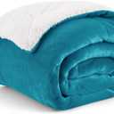 Bedsure Sherpa Fleece Throw Blanket Twin Size for Couch - Thick and Warm, Soft Fuzzy Plush Twin Blanket for Winter, Teal, 60x80 Inches