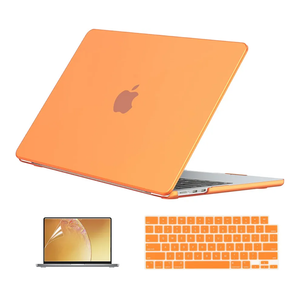 EooCoo Case Compatible with MacBook Air 13 inch M5 2026-2022 Release M4 M3 M2 A3449 A3240 A3113 A2681, Hard Shell&Keyboard Skin Cover&Screen Protector for Mac Air 13.6 inch, Matte Orange