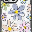 MOSNOVO Magnetic Case for iPhone 16 Pro Max, 10ft Military-Grade Protection, Compatible with Magsafe, Shockproof Phone Case for iPhone 16 Pro Max - Linear Blooms - Clear Black