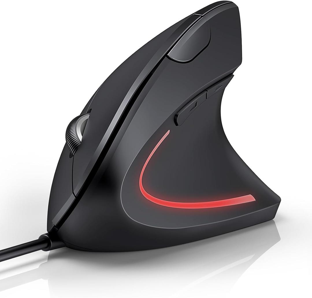 TECKNET Wired Mouse, 6400 DPI Ergonomic Mouse 6 Buttons Silent Mice 4 Adjustable DPI Vertical Mouse Compatible with Windows/Chrome/Laptop/Computerice (Black)