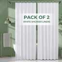 AmazerBath Shower Curtain Liner 2 Pack, 72 x 84 Inches PEVA Plastic Shower Liner with 3 Weighted Stones and 12 Rustproof Metal Grommet, Lightweight Waterproof Shower Curtain - White