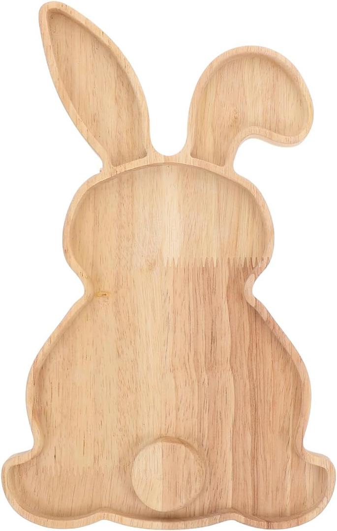 Rabbit Shaped Charcuterie Board Wood Bunny Cutting Board Cheese Board Serving Board Platter Dessert Serving Tray Holiday Salad Dish Fruit Plate, 28.50X18.00X1.50CM, 6UF96573X530JTLIV7311V, 2 Pieces