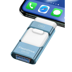 256GB Flash Drive for iPhone Photo Stick, Thumb Drive USB Stick High Speed Transfer USB Drives External Picture Video Storage Memory Expansion for iPhone/iPad/PC (Blue)