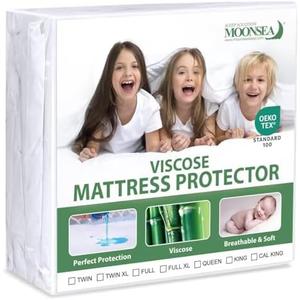Waterproof Mattress Protector Twin Size, Skin Friendly and Breathable Twin Mattress Cover for Kids, Viscose Jersey Mattress Pad with 14" Deep Pocket