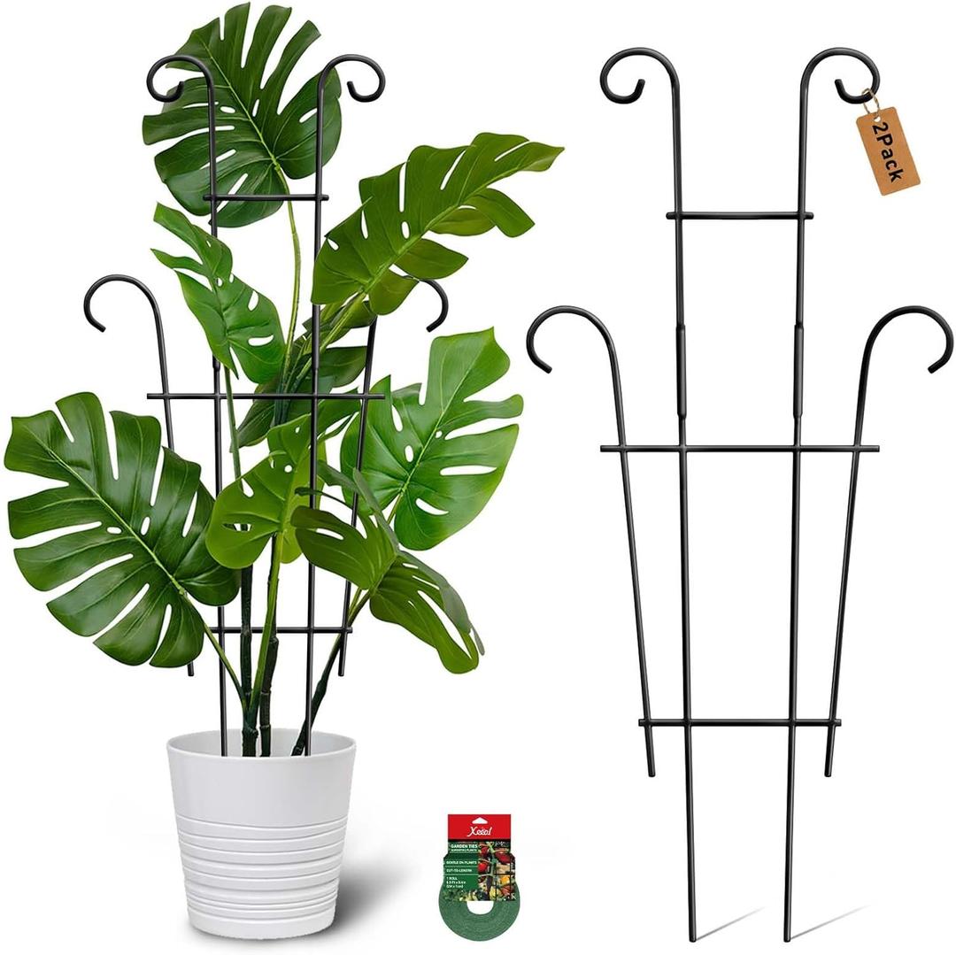 Plant Trellis for Potted Plants 2p, Larger 23in Garden Trellis for Climbing Plants Indoor Outdoor, Rustproof House Plant Support Stakes for Pothos Hoya Ivy Flower