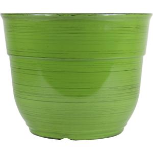 Garden Elements Indoor/Outdoor Glazed Brushed Happy Plastic Planter, Large, Dark Green, 15"