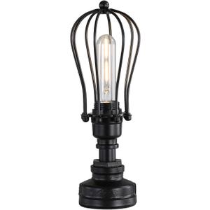 EFINEHOME Retro Industrial Steampunk Water Pipe Table Lamp Base, E26 Vintage Edison Desk Lamp with Switch Plug, Indoor Lights Decor for Bedside Living Bedroom Home Improvement (Black-Pomelo)