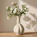 DOWAN Ceramic Flower Vase, 10" Decorative Pampas Vase for Home Decor, Modern Farmhouse Pottery Vase for Living Room Table Kitchen Bedroom Coffee Desk Entryway Mantel Book Shelf, Soft White