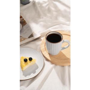 famiware Coffee Mugs Sets for 4, 12 oz Mug Set, Coffee Cups with Handle for Coffee, Tea, Cocoa and Milk, Microwave and Dishwasher Safe, White Stripe