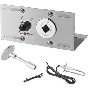 Skyflame Stainless Steel Extensive Fire Pit Gas Burner Spark Ignition Kit - Including Push Button Igniter, 1/2 Straight Gas Key Valve with Key (Silver)