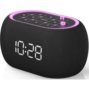 ANJANK Alarm Clock FM Radio with Bluetooth Speaker, Hi-Fi Stereo Sound, 7 Clolors Night Light, 0-100% Dimmer,8 Wake Up Sounds,16-Level Volume, Small Digital Clock with Sleep Timer for Bedroom Bedside
