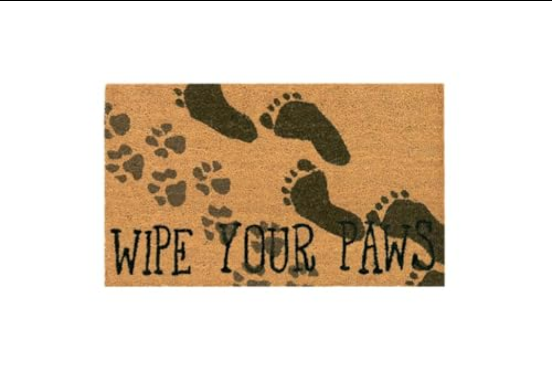Liora Manne Natura Cute Dogs Wipe Your Paws Natural Outdoor Welcome Coir Door Mat, 18"x30", Pack Of 1
