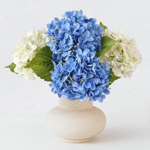 ZYTUYO 4 Pcs 20'' Real Touch Hydrangea Artificial Flowers Boho Lifelike Real Looking Latex Hydrangeas Flower with Long Stem for Baby Shower Indoor Home Decor Spring Table Centrepiece 2 Blue 2 White