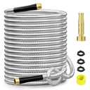SPECILITE 100 ft 304 Stainless Steel Garden Hose Metal Heavy Duty Water Hose, Flexible Water Hose Pipe with 3/4" Solid Brass Connectors, No-Expandable Garden Hoses with Rubber Grip for Yard, Outdoor