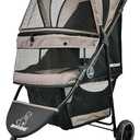 ROODO Escort 3 Wheel Dog Cat Pet Stroller for Small/Medium Dogs Cats Best Lightweight Foldable Portable Compact Jogger All Terrain Travel Pet Gear System Puppy Doggie Bunny Kitty Stroller(Grey)