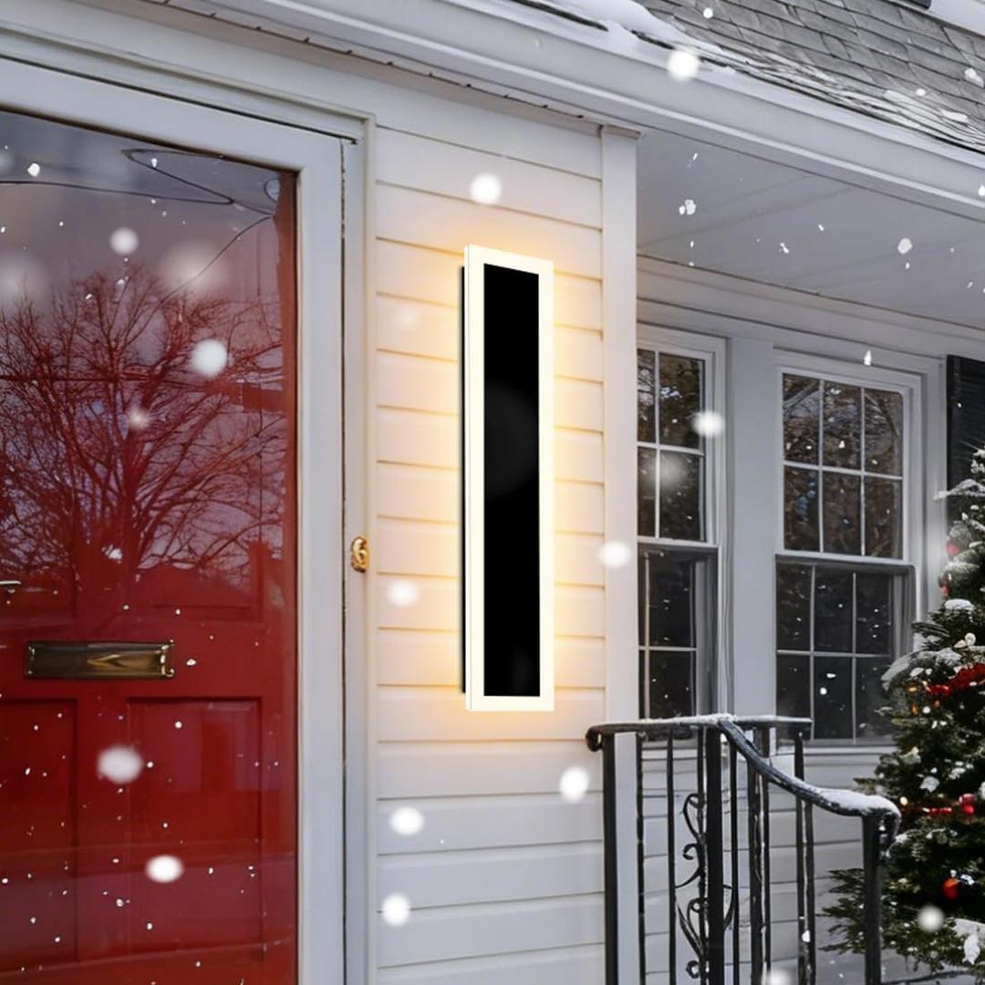 24inch Modern Outdoor Wall Light Porch Light LED Long Wall Light Fixture IP65 Waterproof Wall Lamps, Dimmable 24W 2200LM Black Wall Sconce, 3000/4000/5000K Selectable, ETL