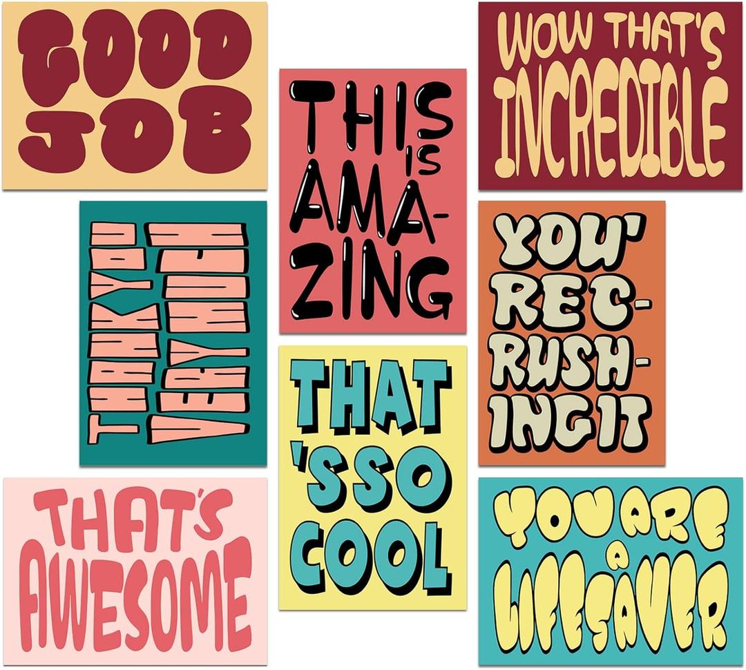 2 x 24-Pack Employee Appreciation Cards with Envelopes, 8 Unique Thank You Cards Designs Blank Inside for Coworkers, Boss, Workplace Recognition Gifts