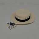 Pineapple&Star Deor Boater Straw Sun Hat Beach Fine Braid UPF50+ for Women Men (Medium, Beige_bk)