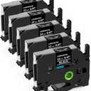 Labelife Black Label Tape TZe-335 Replacement for Brother P Touch Label Maker Tape White on Black TZe TZ Tape 12mm 0.47 Laminated Black Label Tape TZe335 for Brother PT-D220 PT-D210 PT-H110, 5-Pack