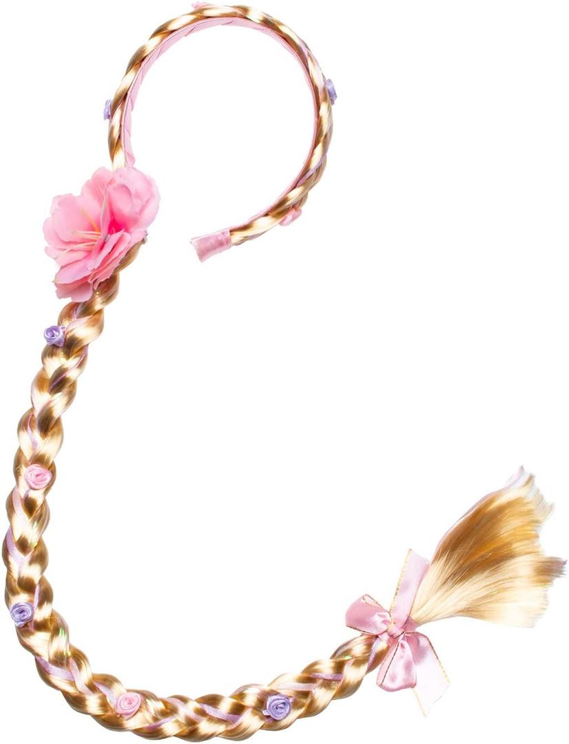 Party Chili Long Hair Princess Hairpiece Long 29" Cosplay Braided Wigs for Girls Princess Dress Up Accessories (Rapunzel Headband)
