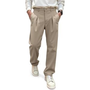 JMIERR Men's Pleated Pants Elastic Waist Wide Leg Casual Dress Pants Size 32