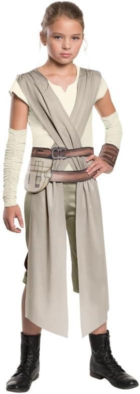 4 Pcs Rey Costume for Girls Halloween Deluxe Jumpsuit Kids Cosplay Outfits with Belt Bracer Accessories Set (Medium(6-8 Years))