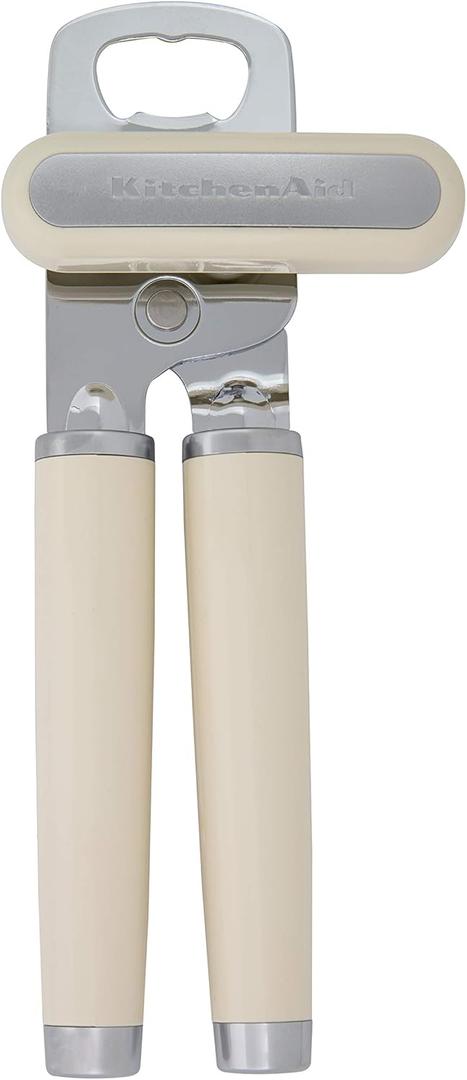 KitchenAid Classic Multifunction Can Opener and Bottle Opener Easy to Use, Razor Sharp Stainless Steel Cutting Wheel, Soft Ergonomic Handles, Almond Cream (8.34-Inch)