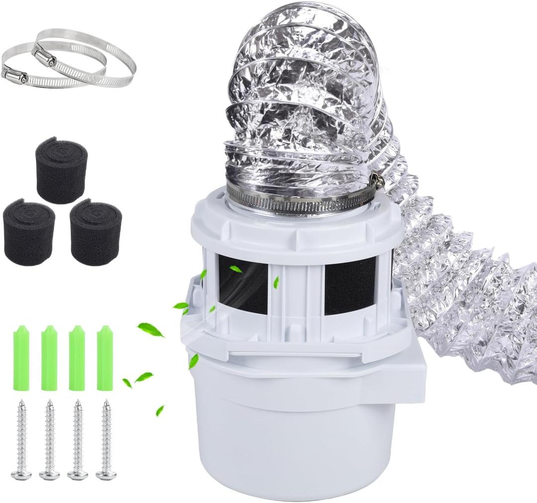 VIWINVELA 2026 Exclusive 3-in-1 Indoor Dryer Vent Kit with Silver Dryer Vent Hose - Dryer Lint Catcher Box Water Filter Bucket - Indoor Dryer Lint Trap for Electric Dryer