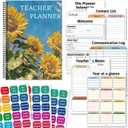 Teacher Planner Book for Yearly, Weekly & Monthly Lesson Planner, January-December Yearly Planner A4 Size with Checklist, Notes, School Teacher Supplies for Classroom Organization - Sunflower